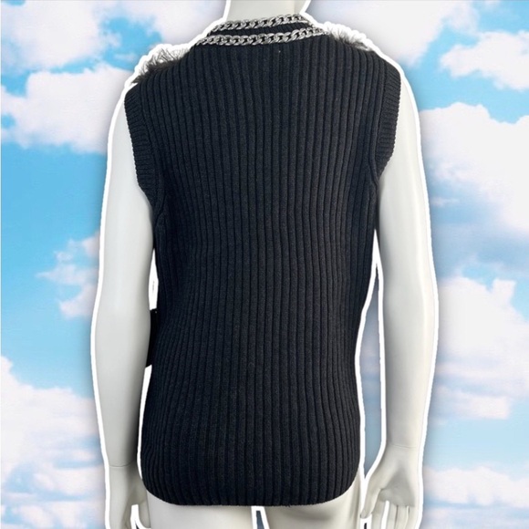 NWT JENNIFER LOPEZ Modern Bohemia Vegan Faux Fur Rib Knit Open Sweater Vest Boho - Picture 5 of 14